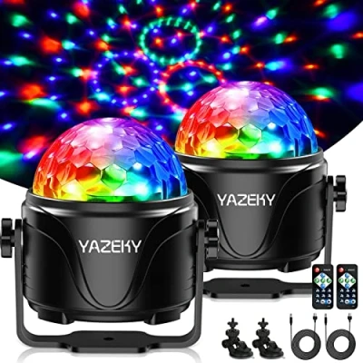 Imagen de Luces Discoteca USB 4M,YAZEKY 2PCS 7 Colores RGB Luz Fiesta de Bola con Activada por Sonido Ventosa,Rotación 360