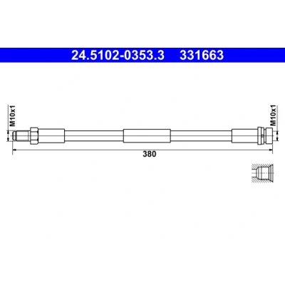 Imagen de ATE 24.5102 0353.3 Latiguillos de Freno 380 M10x1 FORD: Transit V363 Bus