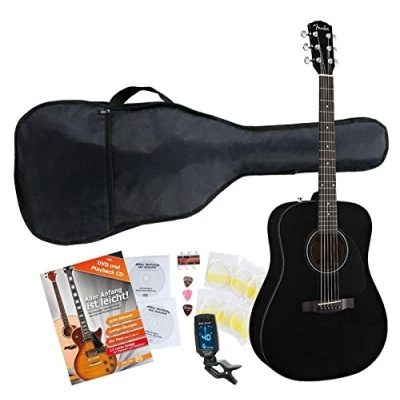 Imagen de Fender CD de 60 BK guitarra Western (con funda, sintonizador clip, Escuela con y DVD, cuerdas púas), color negro