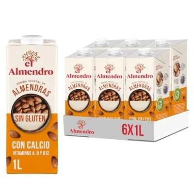 Imagen de El Almendro Pack de 6 Unidades Bebidas vegetales Almendras con calcio vitaminas a,d y b12, apto veganos sin gluten, 1 L