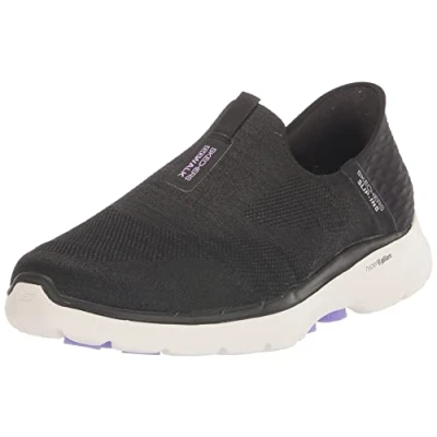 Imagen de Skechers GO Walk 6 Fabulous View, Slip on Mujer, Black Textile/Lavender Trim, 40.5 EU