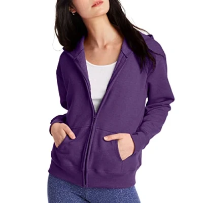 Imagen de Hanes Cremallera Completa Ecosmart Sudadera con Capucha, Violet Splendor Heather, L para Mujer
