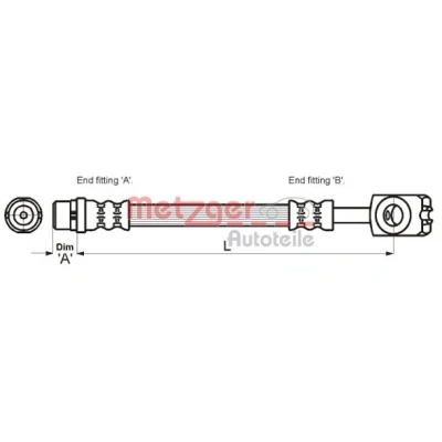 Imagen de METZGER 4116214 Latiguillos de Freno 240 AUDI: A4 B5 Berlina, Avant