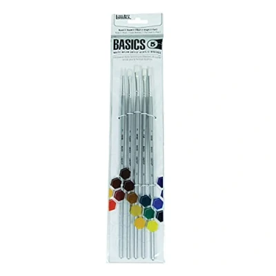 Imagen de Liquitex Basics Juego de Pinceles, Nailon, Blanco, 5 Pack,