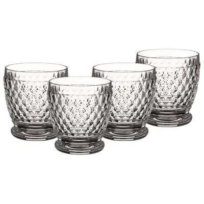 Imagen de Villeroy &amp; Boch Boston Juego de 4 Tazas vasos 330 ml, diseño facetas, cristal para bebidas calientes y frías, aptos lavavajillas, transparentes