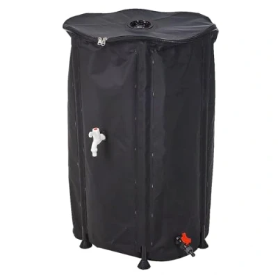 Imagen de DANIEL JAMES Housewares Depósito de Agua Plegable, Barril colector Lluvia grande 250 L con Grifo, Tapa y Conector Manguera para jardín Exteriores, Color Negro, litros