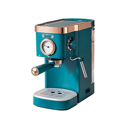 Imagen de RONGJJ Cafetera Superautomática Con 20 Bares De Presión Para Espressos Y Cappuccinos, Vaporizador Orientable, Capacidad 1.25l, Café Molido Monodosis, Doble Salida