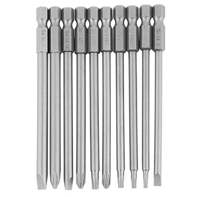 Imagen de 10 piezas 100 mm de largo destornillador Bits 1/4&quot;hexagonal BST magnético Set (ranura + Philips Torx)