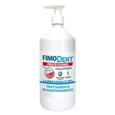 Imagen de Fimodent enjuague bucal Clorhexidina 0,12% con SPDD (Sistema de protección discromia dental) y agradable sabor a menta Tratamiento antiplaca antibacteriano prolongado 1000mL dosificador