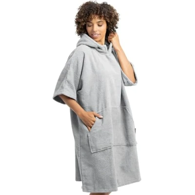 Imagen de HOMELEVEL Poncho con capucha Ponchos de algodón unisex bolsillo Para mujer y hombre adulto surf playa natación Talla S a XL