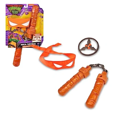 Imagen de TORTUGAS NINJA Nunchakus de Michelangelo, Antifaz Naranja y Juguete, Disfraz del Personaje la Película Caos Mutante, para Fans, Niños Niñas Desde 3 Años, Famosa (TU806300)