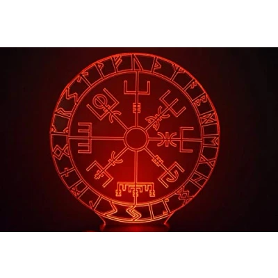 Imagen de BHDecor Lámpara de ilusión LED 3D con runas vikingas, luz nocturna al lado la mesa, cambio automático, interruptor táctil, decoración escritorio, control remoto