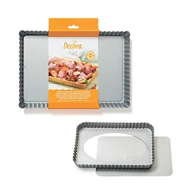 Imagen de DECORA 0070027 0070025 Molde para Tarta Rectangular con Fondo móvil, 32 x 22 3,5 cm, 150 Grams, Acero aleado, Gris