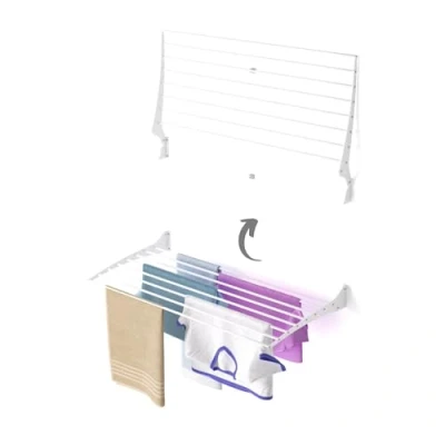 Imagen de Foxydry Fold, tendedero de Pared Plegable, Ropa Retráctil Compacto para Interiores y Exteriores 100x50x57 cm (100 cm, White (Blanco))