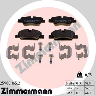 Imagen de ZIMMERMANN 25980.165.2 Juego de pastillas freno MINI: Hatchback, Cabrio