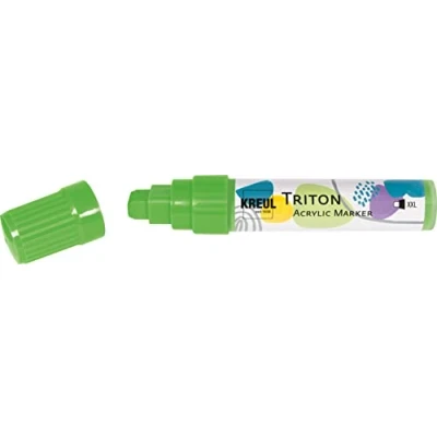 Imagen de KREUL 17922 Triton Acrylic Marker XXL, Yellow Green, Line Width Approx. 15 mm, Water Based, Semi Matte Drying, Paint Pen for Designing Paper, Wood, Stone and Much More