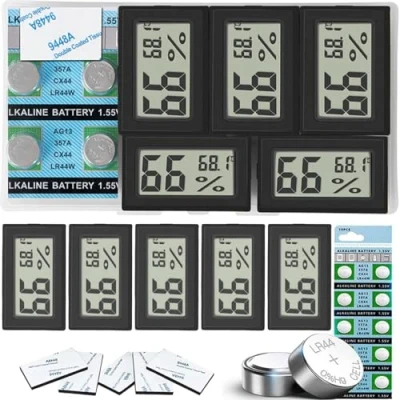 Imagen de Termómetros Higrómetros Digitales para Medir Temperatura y Humedad en Interiores: Selección de 5 piezas con Pantalla LCD Grande Alta Precisión, Ideal Hogar, Oficina más