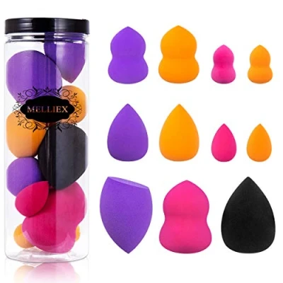 Imagen de 11 Piezas Esponja Maquillaje Beauty Blender Sin Látex Facial Makeup Esponjas para Cremas, Polvo, Corrector, Sombra Ojos y Colorete, 3 Tamaños