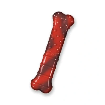 Imagen de Nylabone Juguete Masticable En Forma de Hueso para la Higiene Dental Perros con Mordida Agresiva, Textura, Sabor A Jerky Ternera, Adultos hasta 7 Kilos
