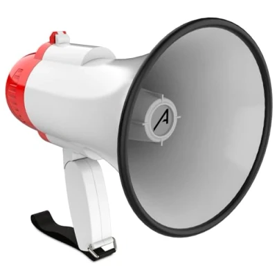Imagen de Audibax Denton 10 Megafono de Mano Ergonómico 10W Reproducción MP3 Grabación Voz Batería Recargable Fución Sirena