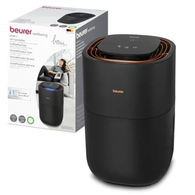 Imagen de Beurer LB 300 Plus Humidificador con eficiencia energética y tecnología de evaporación en frío, indicador humedad color, función secado higiénico del filtro, para habitaciones hasta 45 m²