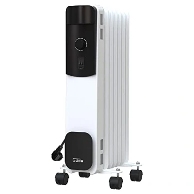 Imagen de Güde Radiador de aceite OR 1500 7 (220 240 V, W potencia calentamiento, 3 niveles calor (600/900/1500 W), costillas, termostato continuo, protección contra vuelco y sobrecalentamiento,