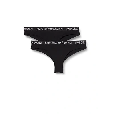 Imagen de Emporio Armani Underwear Iconic Cotton Ropa Interior Brasileña Bi Pack, Mujer, Negro, S