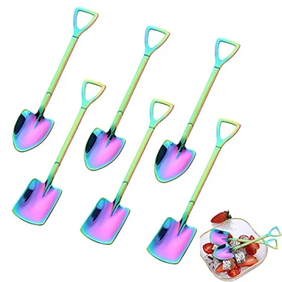 Imagen de Ancuioyz Cuchara De Café con Leche Acero Inoxidable, Cucharadita, Helado, Postre, Juego Cubiertos Mezcladora En Forma Pala (6 Piezas)
