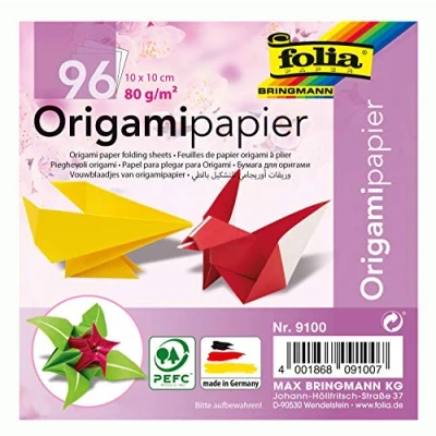 Imagen de folia Hojas Plegables Origami 80 g/m² 96 en 12 Colores Surtidos, 10 x cm