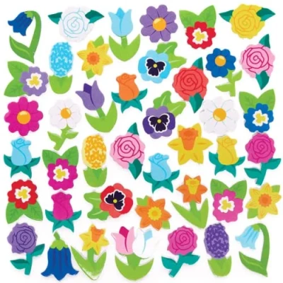 Imagen de Baker Ross FC747 Pegatinas de Espuma Flores Primavera Pack 200, para niños