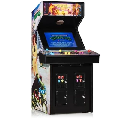 Imagen de Numskull quarter arcades Tortugas Ninja Mutantes Adolescentes Edición Coleccionista Mini Arcade Réplica de Madera auténtica a Escala 1/4, ROM Original, batería Recargable y Altavoces 3 W para