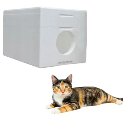 Imagen de QLS Caseta para gatos de poliestireno resistente a la intemperie 58 x 38 cm aislado exteriores