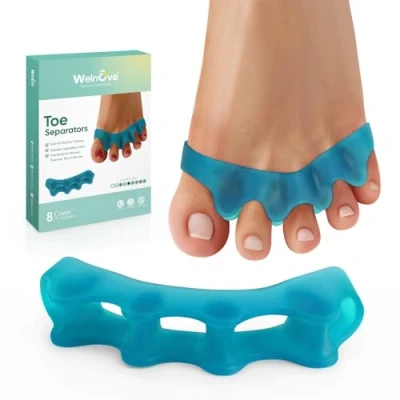 Imagen de Welnove Separadores de Dedos para Corregir Juanetes Pack 8 Hombre, Azul