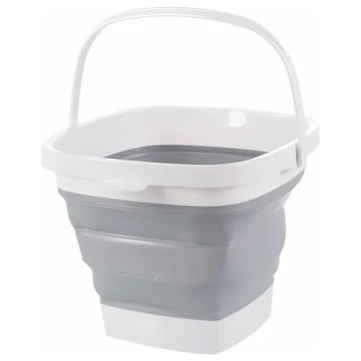 Imagen de König Design Cubo plegable, ahorra espacio y es resistente, sin BPA, mango ergonómico, hogar, exterior (gris, 3 litros)