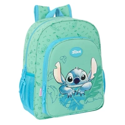 Imagen de STITCH ALOHA Mochila Escolar Niño, Infantil, Adaptable a Carro, Ideal para Niños en Edad Escolar, Cómoda y Versátil, Calidad Resistencia, 32x12x38 cm, Color Turquesa