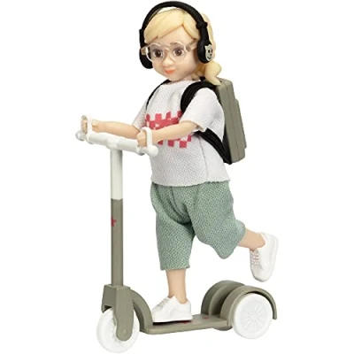 Imagen de Micki muñecas para niñas y niños — Muñeca + Scooter Mochila Auriculares Gafas Accesorios Casas de Muebles Mini 3 años 1:18