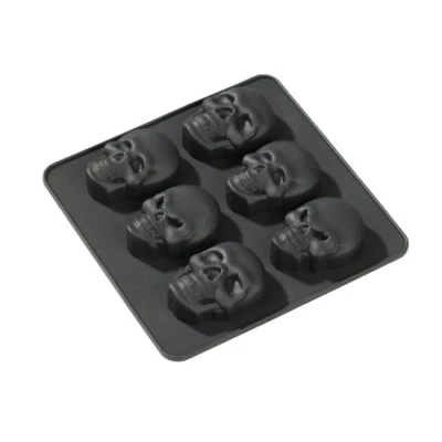 Imagen de Geda Labels 13655 Juego de 2 moldes Silicona para Cubitos Hielo o Bombones con diseño Calavera, Color Negro