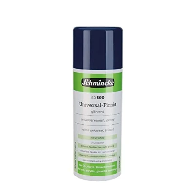 Imagen de Schmincke barniz universal brillante, aerosol, 400 ml, 50 590 042, final para óleo, acrílico y otras técnicas de pintura, resina sintética con protección UV, incoloro