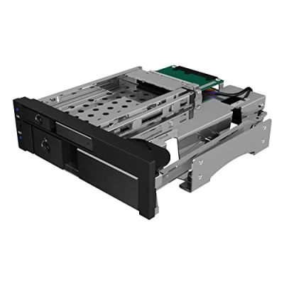 Imagen de ICY BOX Marco extraíble de 2 Compartimentos para 1 x 2,5&quot; y 3,5&quot; (SATA/SAS) en bahía 5,25&quot;, Sata III (6 Gbps), HDD/SSD, sin Soporte, Aluminio, IB 173SSK