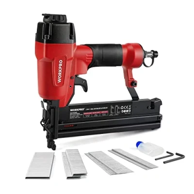 Imagen de WORKPRO Pistola de Clavos Neumática 18GA 2 en 1 con Clavos, Clavadora Neumática, Grapadora Aire Comprimido para 15 50mm y Grapas 40mm, 400 300
