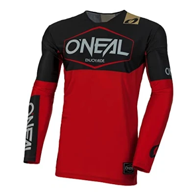 Imagen de O&#039;Neal Camiseta Motocross Manga Larga MX MTB Mountainbike Material Ligero, Corte Ergonómico Slim Fit para un Ajuste Maillot Mayhem Hexx V.24 Adulto Rojo Negro Talla S
