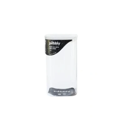 Imagen de Pebbly Caja de almacenamiento cuadrada alta cristal y cristal, 1400 ml