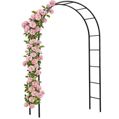 Imagen de Gardebruk Arco de Rosas Jardín 240x140x37cm Decoración Metal Estable Plantas Trepadoras Intemperie, negro, Semicircular