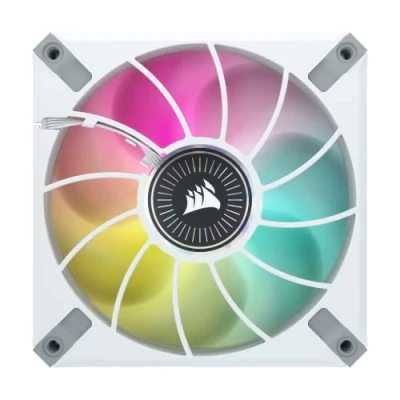 Imagen de Corsair iCUE ML120 RGB ELITE, 120 mm Ventilador PWM de Levitación Magnética con Lighting Node CORE (Tecnología AirGuide, Funciona a Velocidades 2.000 RPM) Paquete 3 Unidades, Blanco