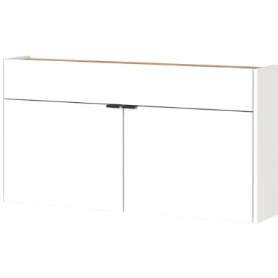 Imagen de GERMANIA DIE MÖBELMACHER Armario Multiusos 4438 633 con un cajón Dividido y 2 Puertas, Madera de ingeniería, Blanco/Roble, 110 x 57 22 cm