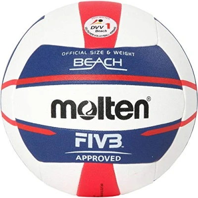 Imagen de Molten Europe V5B5000 EN Balón de Voleibol Playa Unisex para Adultos, Color Blanco, Blau/Rojo