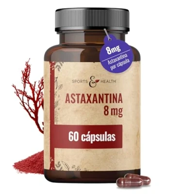 Imagen de Astaxantina 8 mg 60 Cápsulas Blandas Altamente Dosificada Antioxidantes Probada en Laboratorio Natural con Vitamina E Haematococcus Pluvialis