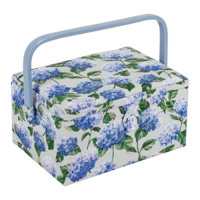 Imagen de Hobby Gift Costurero mediano exclusivo, caja de almacenamiento para manualidades, bandeja accesorios, alfiletero, mango PVC, 18,5 x 25,5 14,5 cm, Hydrangea
