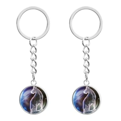 Imagen de LT Easiyl 2 llaveros de luz nocturna con signo del zodiaco, constelaciones luminosas, bola cristal, Capricornio., 7,5 cm