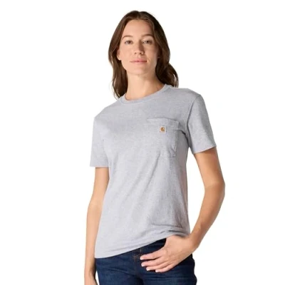 Imagen de Carhartt K87 Camiseta De Manga Corta Con Bolsillo, Ajuste Holgado, Tejido Grueso Mujer, Jaspeado Gris, L